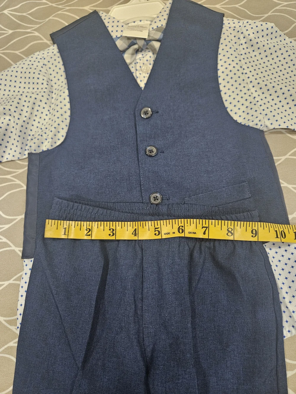 Van Heusen Navy Boys' Vest, Pants & Polka Dot Shirt Set with Bow Tie